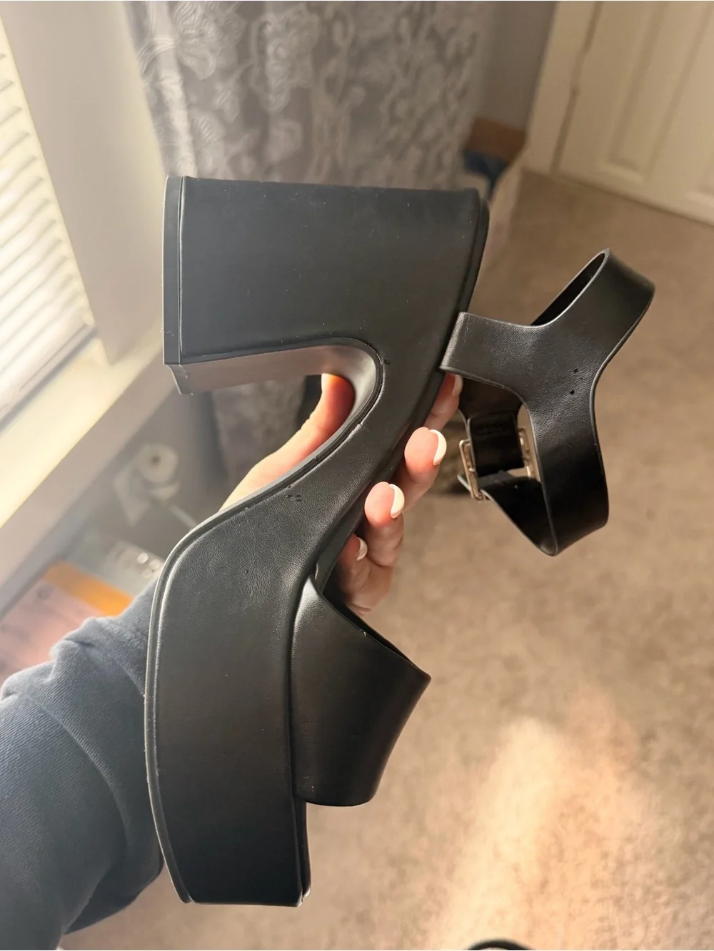 Black Soda Platform Block Heels - size 8